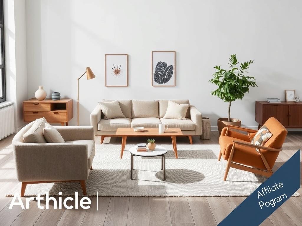 Article modern furniture collection with affiliate program information overlay Article modern furniture collection with affiliate program information overlay